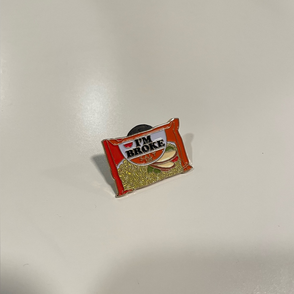 LAST CHANCE “I’m broke” ramen enamel pin #1 of 100 - Picture 3 of 3